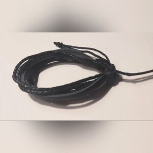 Men's bracelet‎ leather layered black new d84